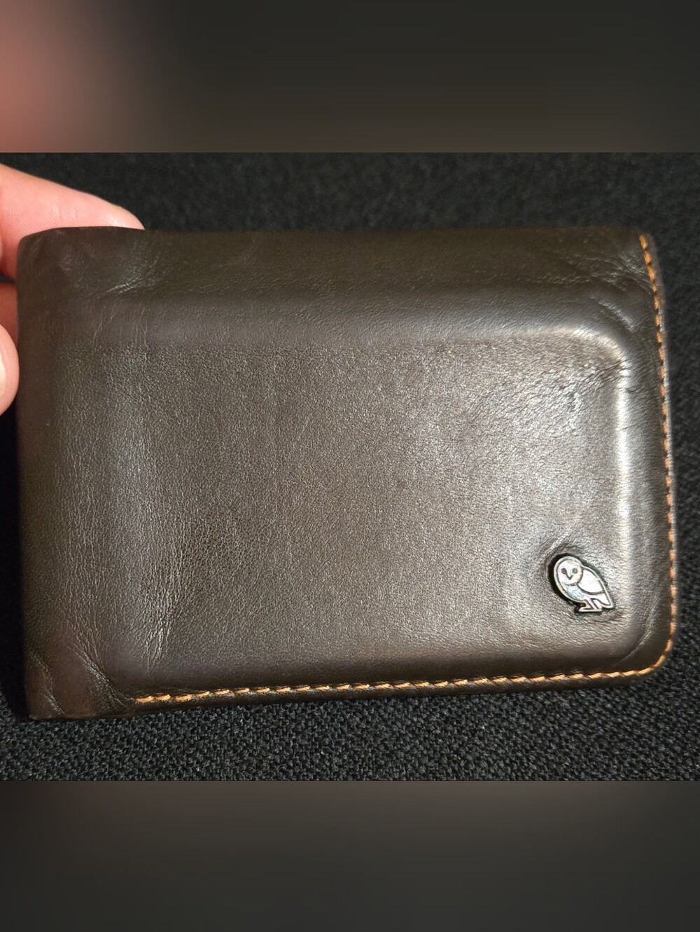 Bellroy Dark Brown Leather Bifold Wallet with Contrast Stitching